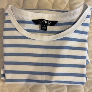 Lauren Ralph Lauren Striped Bell Sleeve Tie Top Cotton Blend Nautical Size S‎